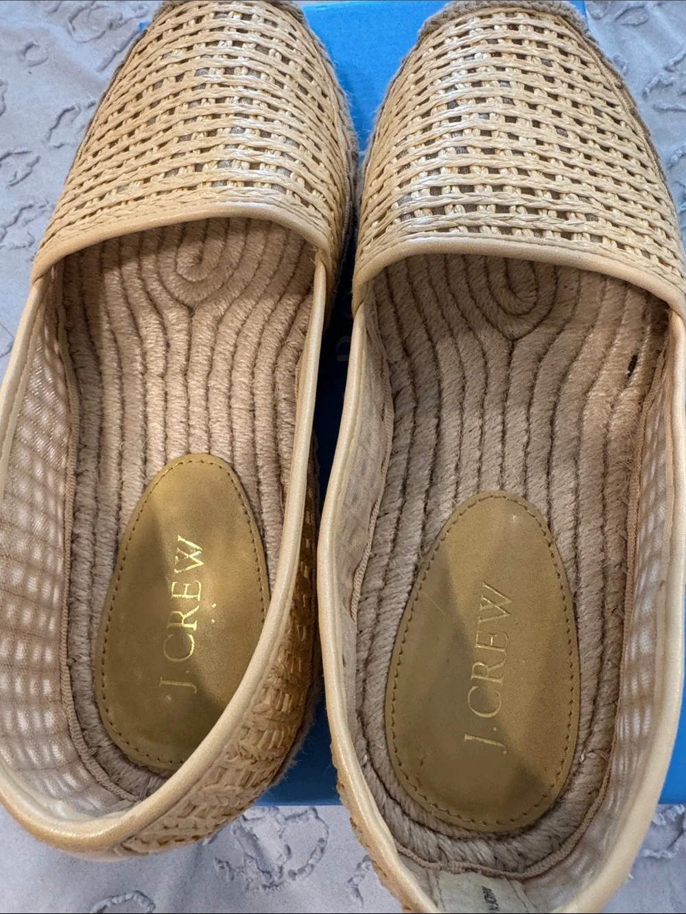 J. Crew Woven Espadrille Flats in Natural Beige